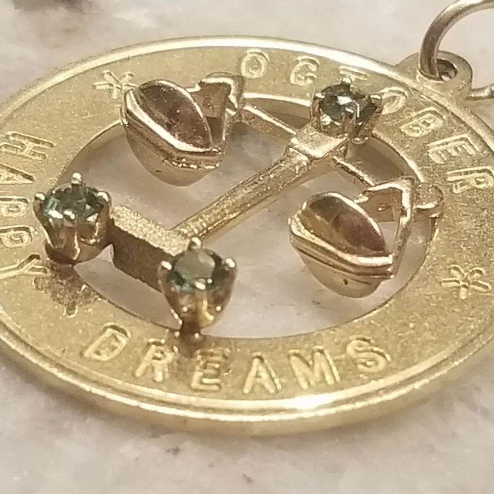 DANKNER OCTOBER HAPPY DREAMS LIBRA SCALES JUSTICE 14K CHARM PENDANT NECKLACE